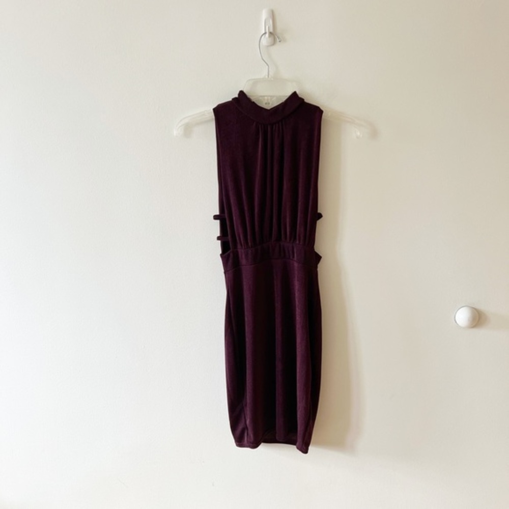 Missguided burgundy dress with deep side cuts